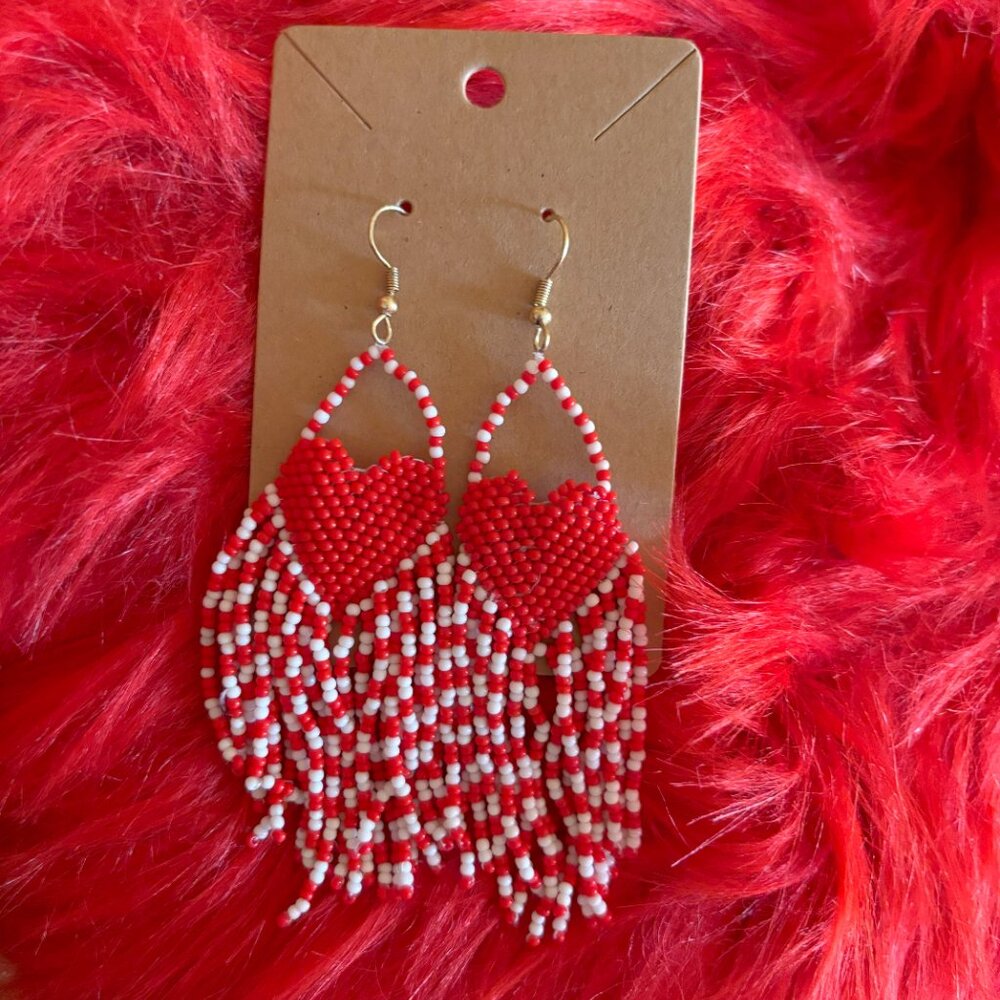 Beaded Heart Earrings